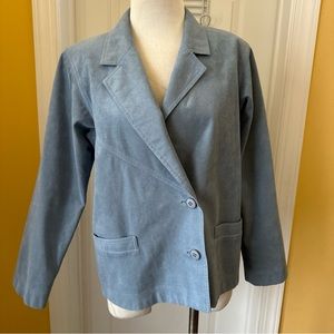 Vintage Union Roth Le Cover Womens 12 Blue Suede Two Button Jacket